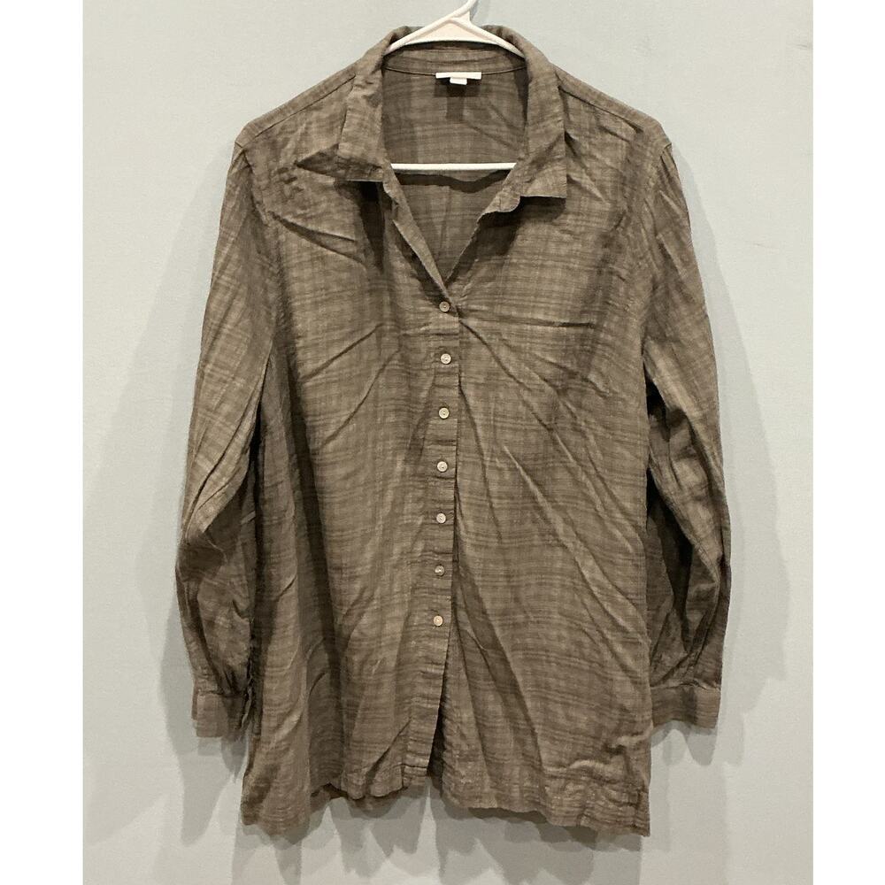 J Jill Womens Button Up Shirt Tunic Top Size XLP XL Petite‎ Plaid Office Career